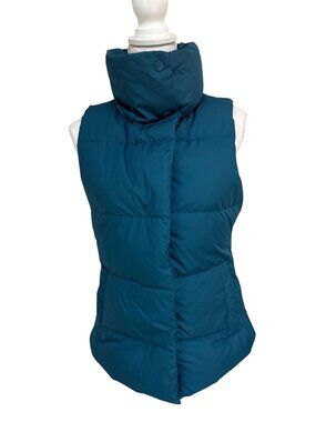 Athleta Down Vest Jacket Size Small Sleeveless Sardinia Blue Puffer Coat